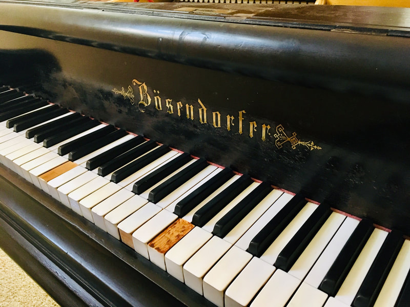 Bösendorfer piano keys showing wear and character